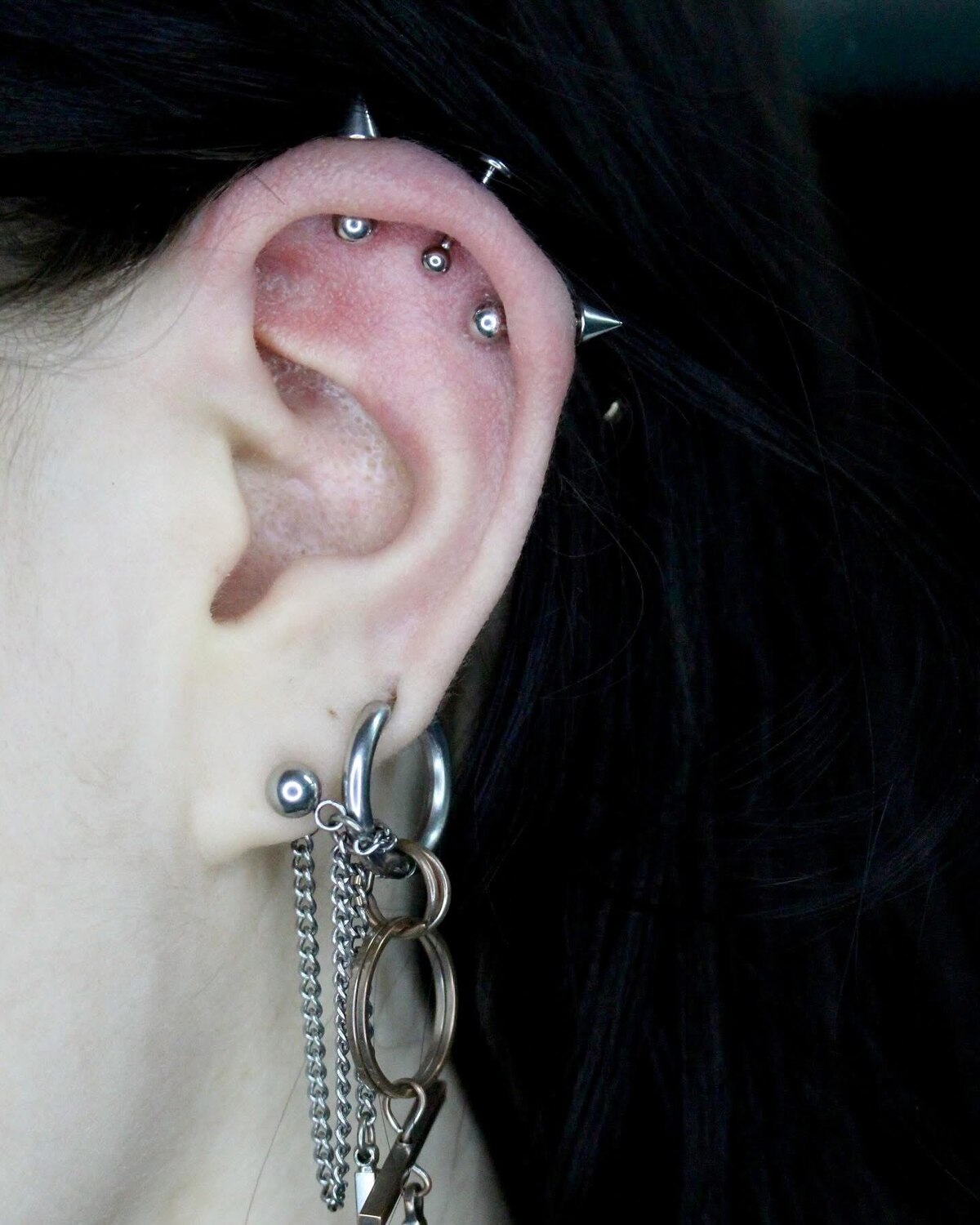 Piercing ucha – helisa z kolczykami typu spike – Rojo, More Life Tattoo Gniezno